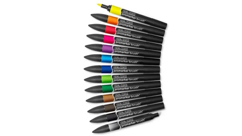 Art-Export Ecsetfilc készlet, W&N, Promarker Brush, 12+1 db, Vibrant Tones