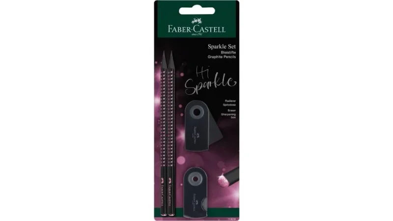 Faber-Castell Gr.ceruza szett Grip Sparkle (2db+mini hegyező+mini radír) BL Sparkle Line, Midnight Rose
