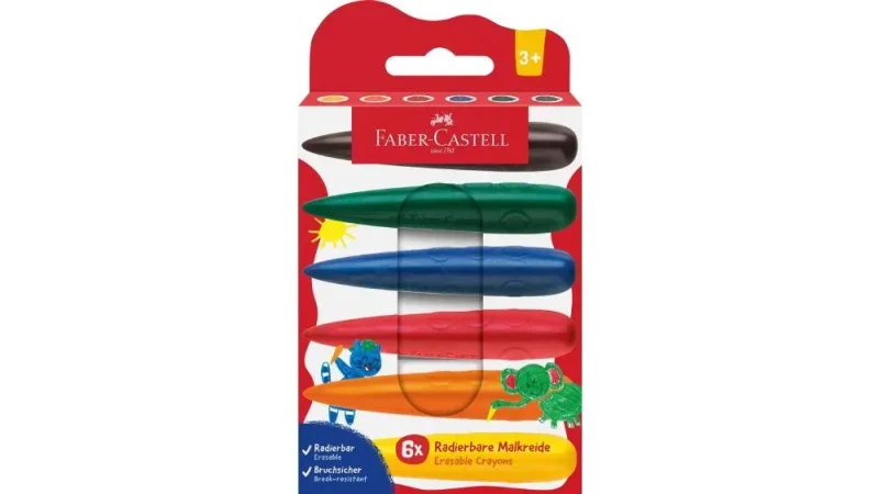 Faber-Castell zsírkréta készlet, 6db-os, radírozható