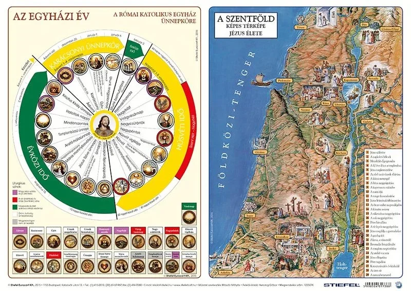 Stiefel könyöklő, Katolikus egyházi év és Újszövetség térképe / Ószövetség A3 duo