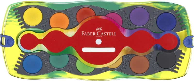 Faber-Castell Vízfesték 12 db, matricával, csillámos ragasztóval, dinós