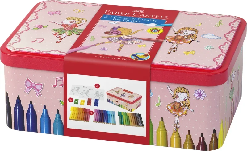 Faber-Castell Filctoll készlet 33db-os, fém dobozban, balerinás