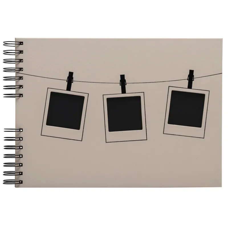 Exacompta fotóalbum (32x22cm, 50old, fekete lap, spirál, fekvő) polaroidos, púder Moments