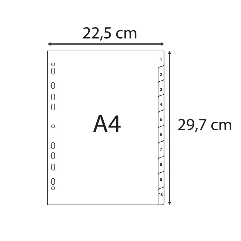 Exacompta elválasztólapok PP, A4, 1-10, szürke