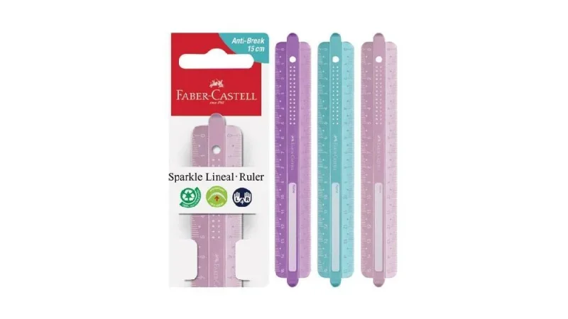 Faber-Castell vonalzó, 15cm, törhetetlen, Sparkle line, rose több színű