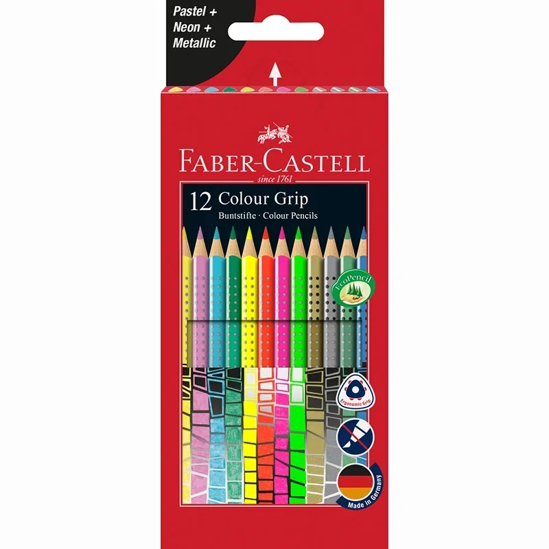 Faber-Castell Színes ceruza készlet 12db-os Grip (pasztell,neon,metál színek)