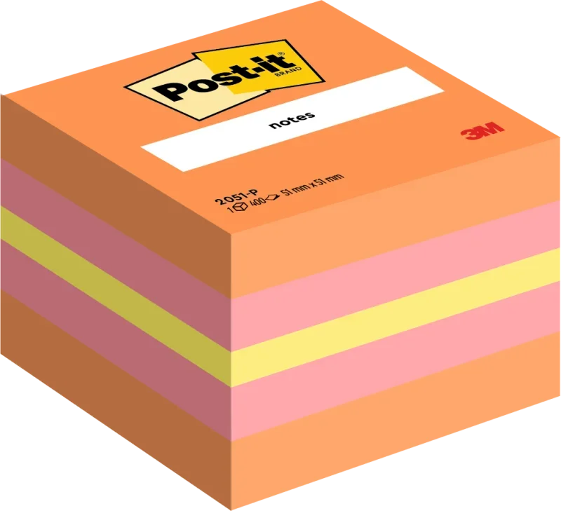 3M Post-it Öntapadó minikocka 51 × 51 mm, 400 lap, rózsaszín/narancs