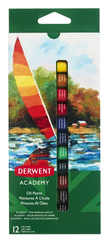 Derwent Academy tubusos olajfesték készlet, 12ml, 12 db