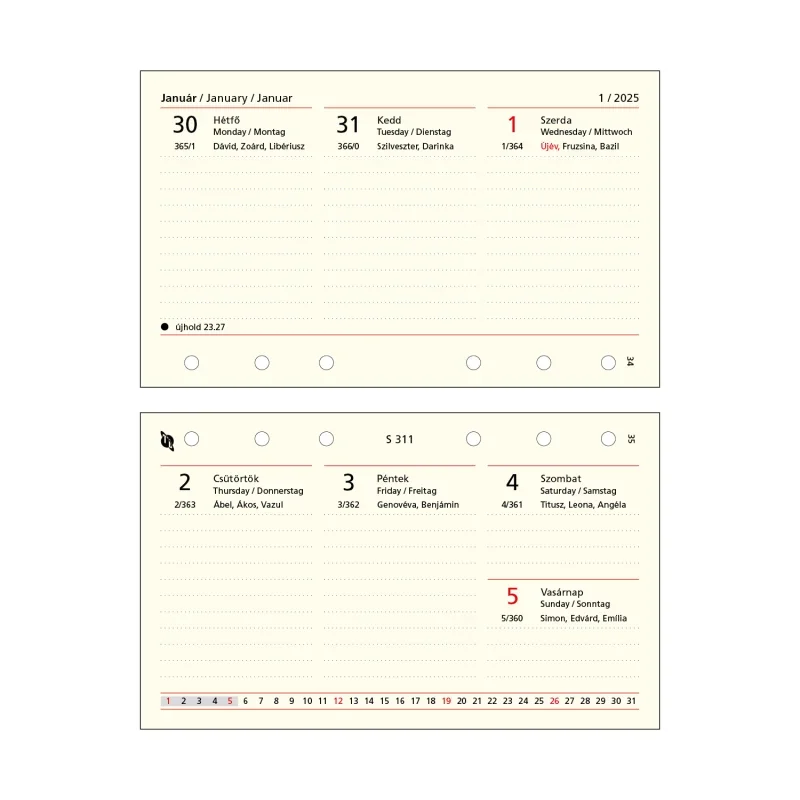 Saturnus S311 2025 (Heti beoszt.) Betétlap csomag, chamois (krémszínű)