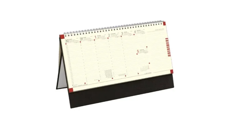 TopTimer C051 álló asztali naptár, 2026, vágott jegyzettömbbel, FEKETE