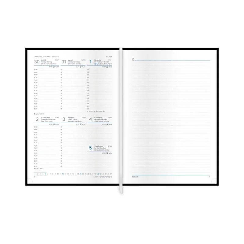 TopTimer Határidőnapló 2026, T015 A5 (Heti beoszt.) Bézs KÉK