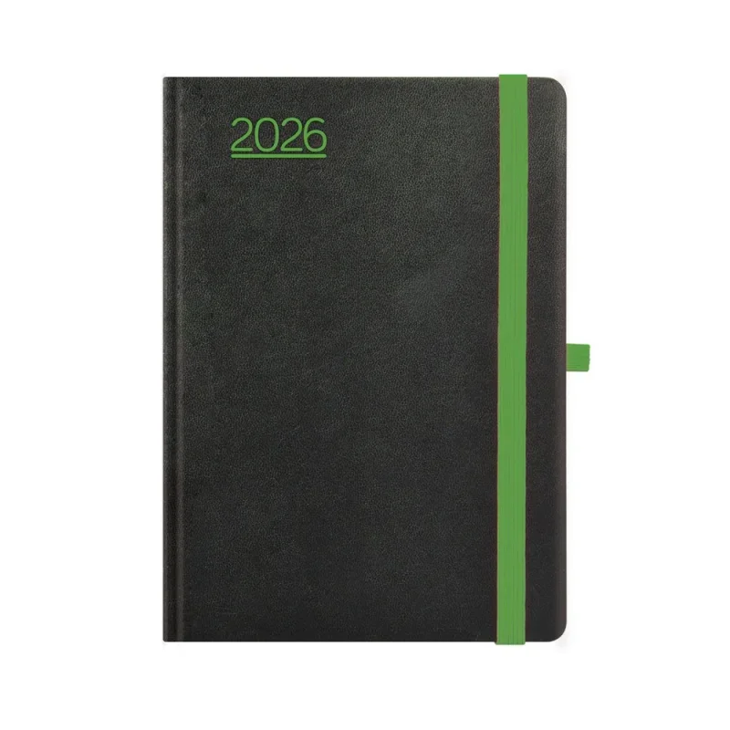 TopTimer Határidőnapló 2026, N021 A5 (Napi beoszt.) FEKETE-ZÖLD