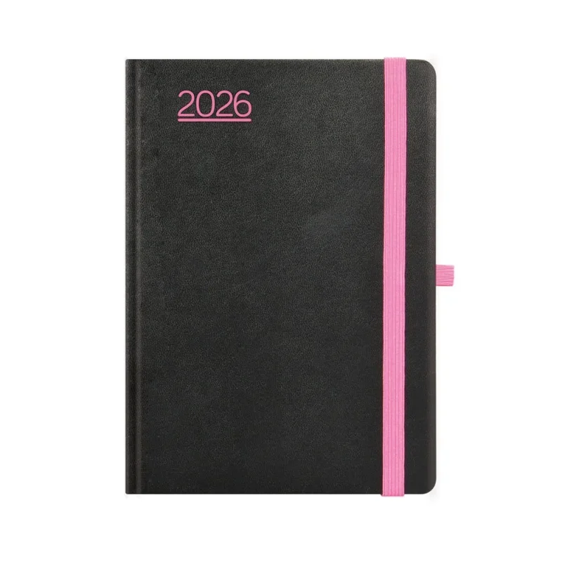 TopTimer Határidőnapló 2026, N021 A5 (Napi beoszt.) FEKETE-PINK