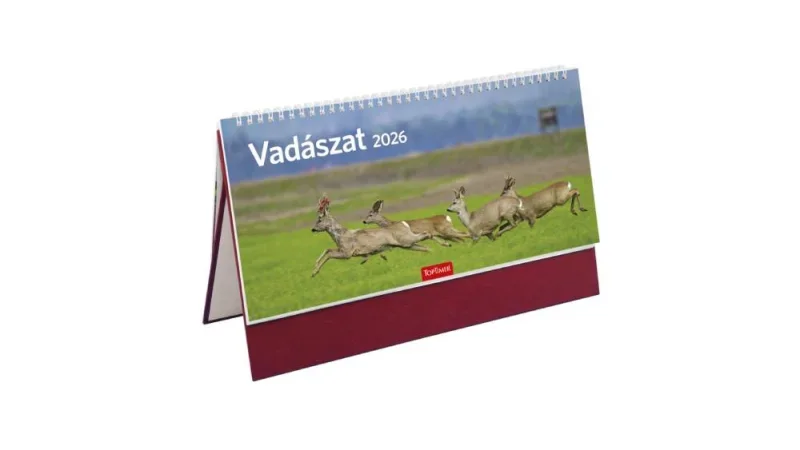 TopTimer T054 VADÁSZAT Álló asztali naptár 2026, BORDÓ