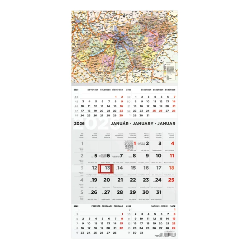 TopTimer T076 Speditőrnaptár 2026, 5 HAVI MO TÉRKÉP FEJ