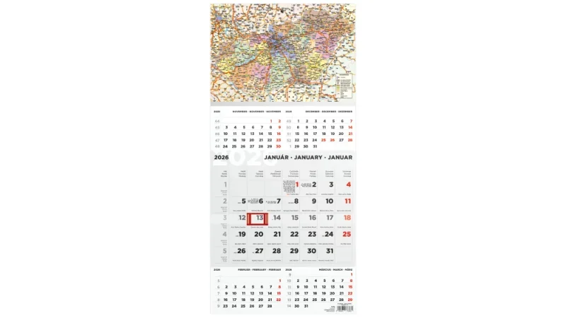 TopTimer T076 Speditőrnaptár 2026, 5 HAVI MO TÉRKÉP FEJ