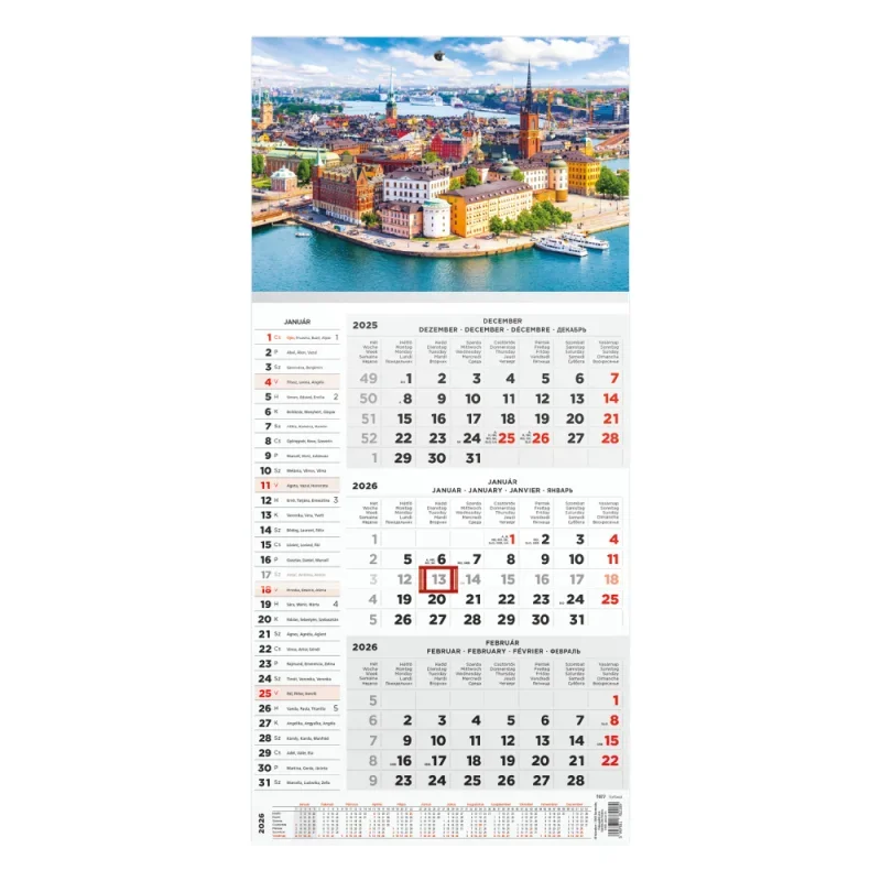 TopTimer T077 Speditőrnaptár 2026, 3 HAVI VÁROS FEJ