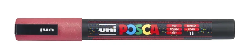 Uni Posca Filctoll PC-3ML Csillámló Piros (L15)