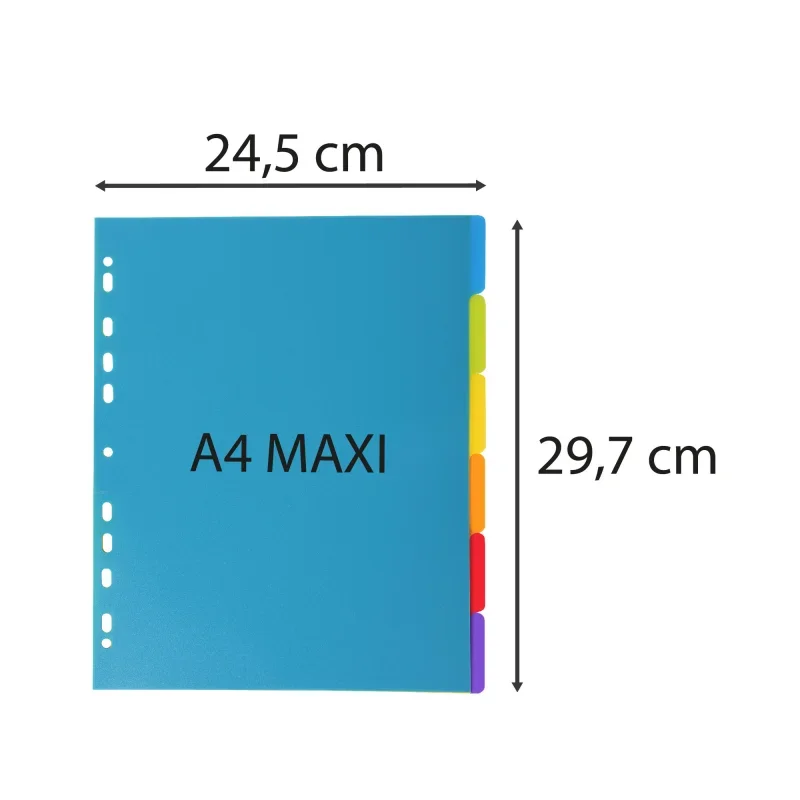 Exacompta elválasztólapok PP, A4 maxi, 6db, színes, Campus