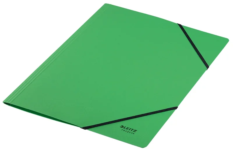 Leitz gumis mappa, A4, karton, zöld, Recycle