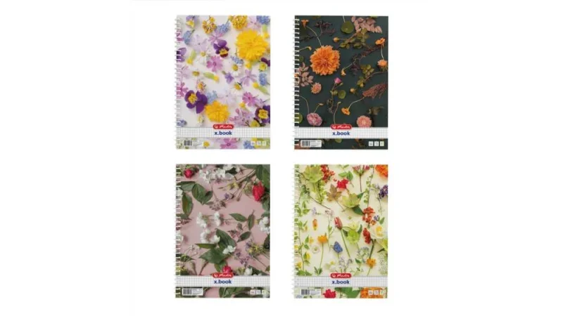 Herlitz spirálfüzet A4/70 lap, kockás Flower