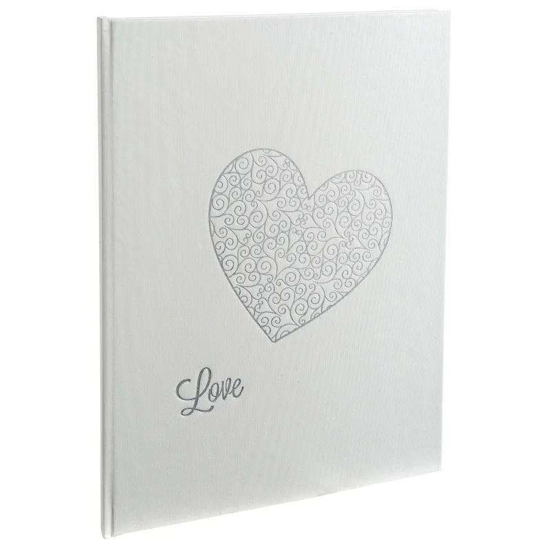 Exacompta esküvői vendégkönyv (27x22 cm, 100old) ivory, ezüst szív