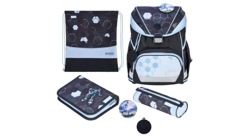 Herlitz iskolatáska UltraLight XL Plus Cyber Soccer, Felszereltsége: 2-klapnis, üres tolltartó, ovál tolltartó, sportzsák