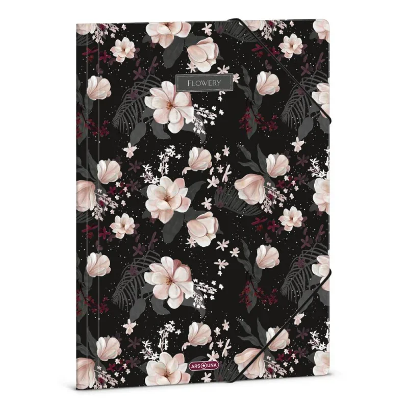 50213740 Ars Una A4 Gumis mappa Flowery black (5374) 24