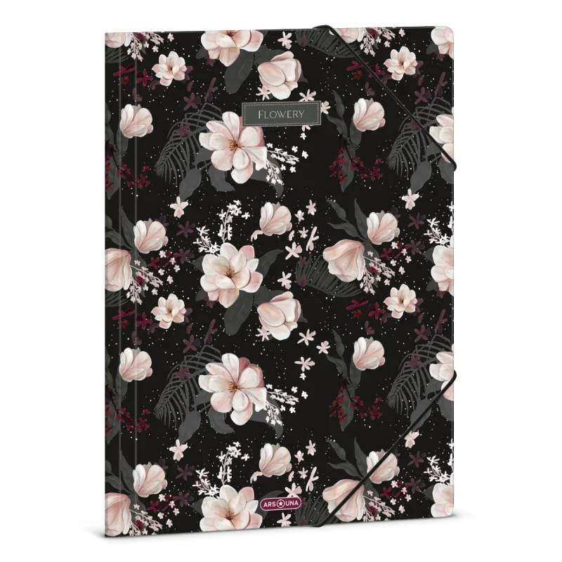 50213740 Ars Una A4 Gumis mappa Flowery black (5374) 24