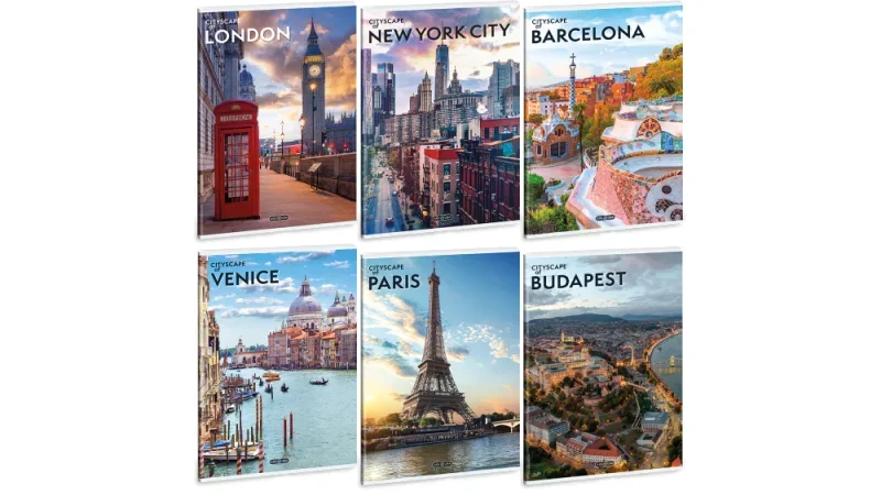 Ars Una A4 extra kapcsos füzet, vonalas Cityscape (5482) 25