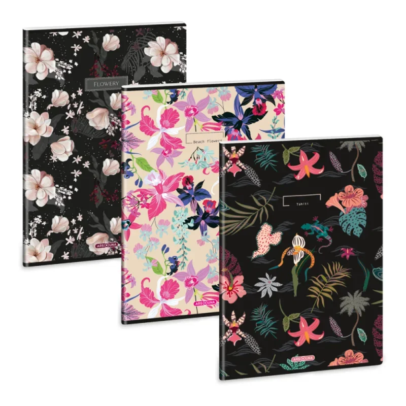 Ars Una A4 extra kapcsos füzet, vonalas Flowers - MIX (5521) 25