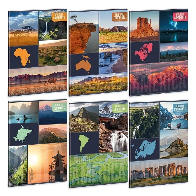 Ars Una A4 extra kapcsos füzet négyzethálós Beautiful Continents (5190) 22