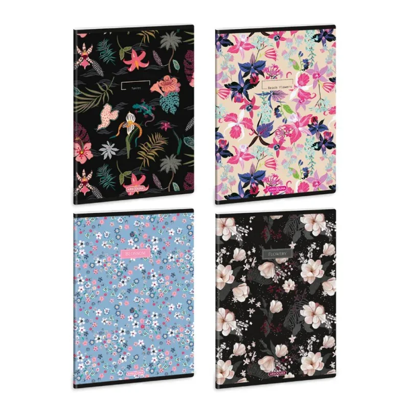 Ars Una A5 extra kapcsos füzet, négyzethálós Flowers-mix (5521) 25