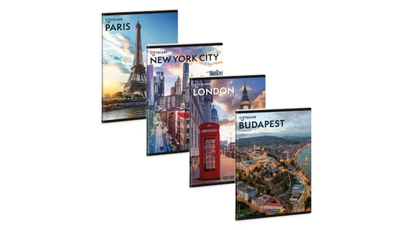 Ars Una A5 extra kapcsos füzet, sima Cityscape (5482) 25