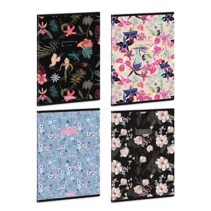 Ars Una A5 extra kapcsos füzet, sima Flowers-mix (5521) 25