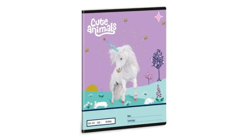 Ars Una 2032, sima A5 füzet Cute Animals Unicorn (5448) 25