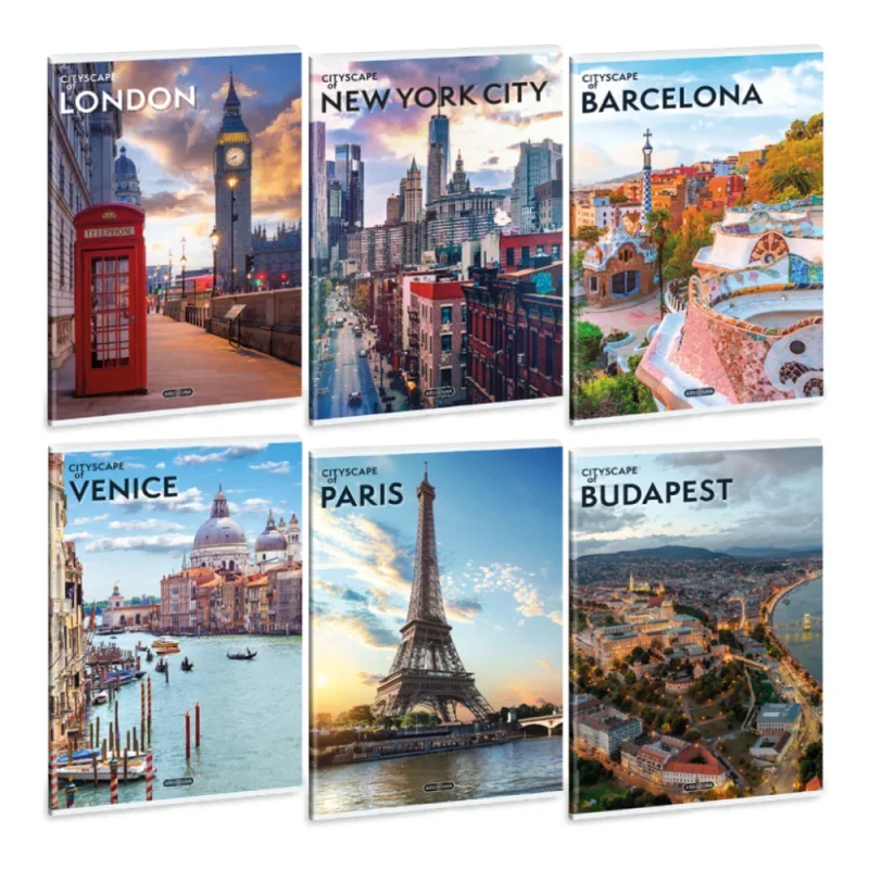 Ars Una A4 extra kapcsos füzet, sima Cityscape (5482) 25