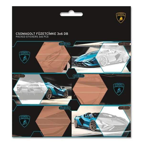 Ars Una csomagolt füzetcímke (3 x 6 db) Lamborghini (5336) 24