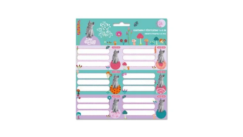 Ars Una csomagolt füzetcímke (3 x 6 db) Cute Animals-kitten (5368) 24