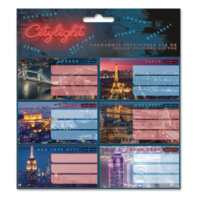 Ars Una csomagolt füzetcímke (3 x 6 db) City light (5420) 24