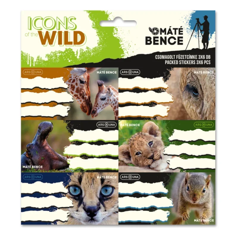 Ars Una csomagolt füzetcímke (3 x 6 db) Icons of the Wild (5492) 25