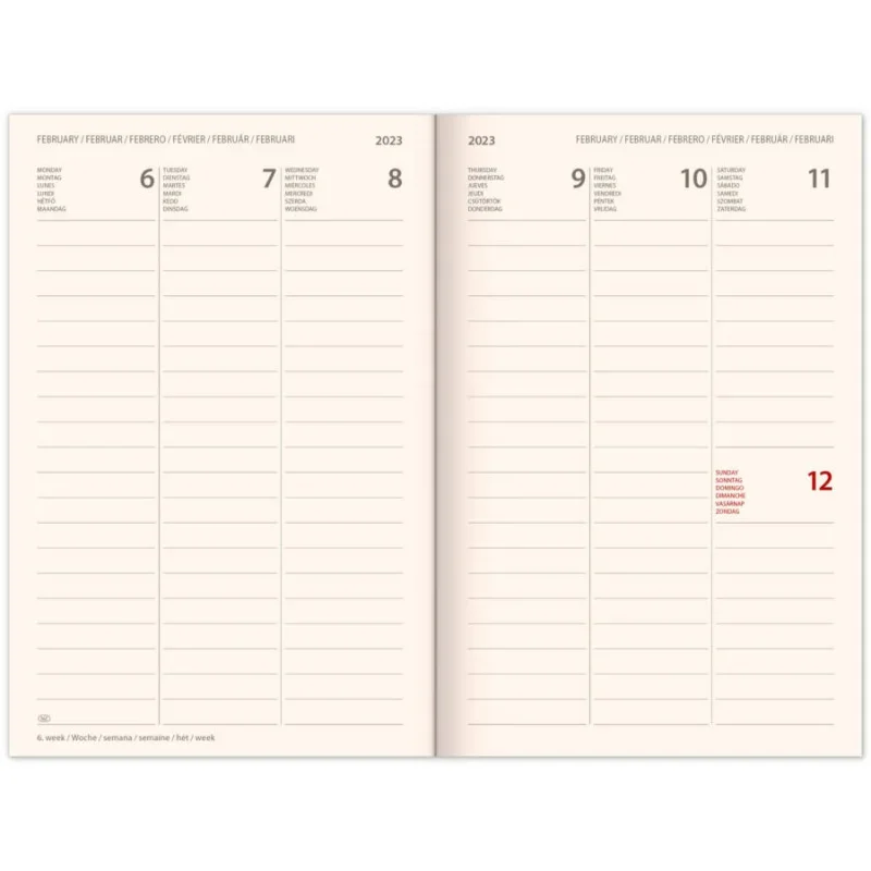 Reálszisztéma Heti beosztású, mágnessel záródó határidőnapló, 10,5 x 15,8 cm Porcelain Flower (2026)