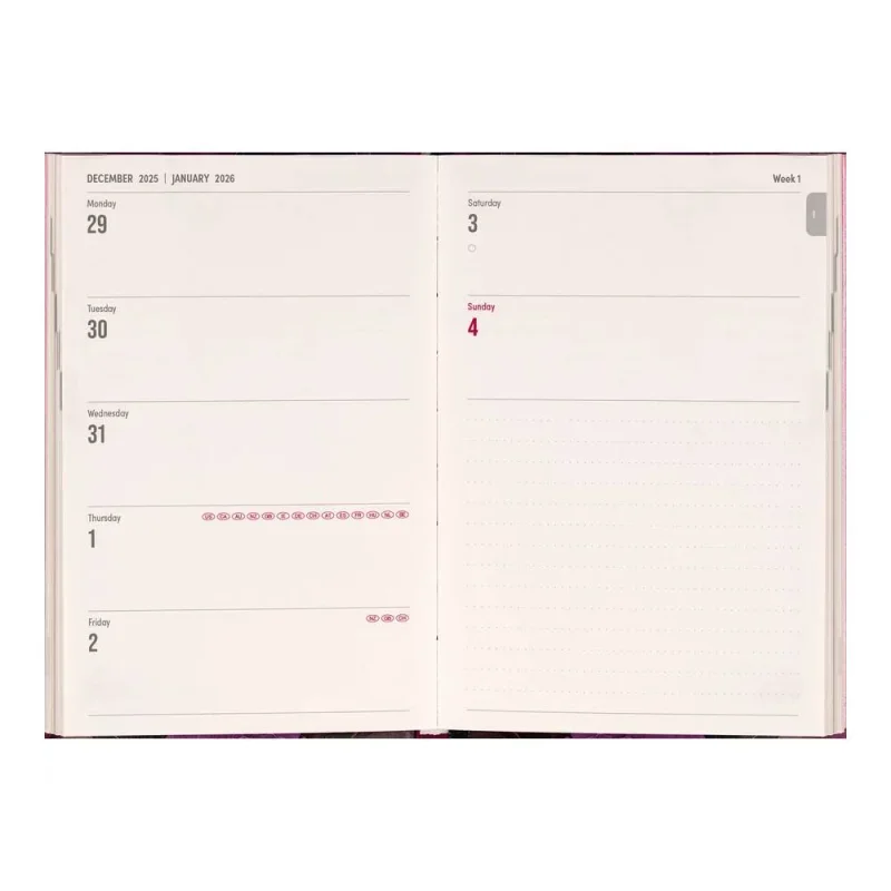 Reálszisztéma Heti beosztású, mágnessel záródó határidőnapló, 10,5 x 15,8 cm Porcelain Flower (2026)