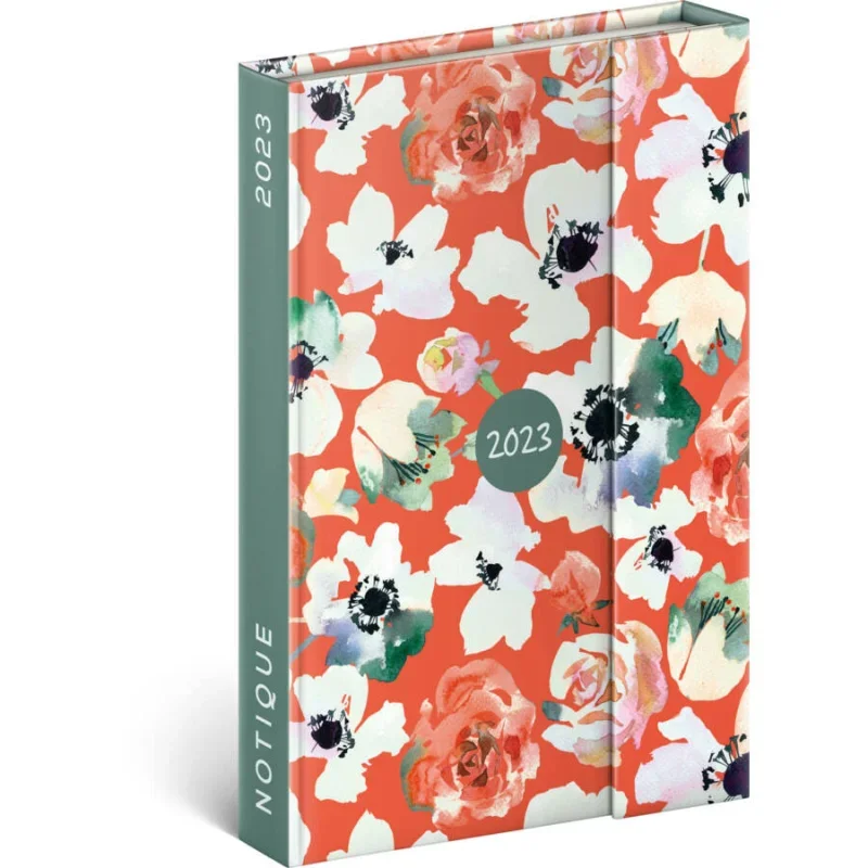 Reálszisztéma Heti beosztású, mágnessel záródó határidőnapló, 10,5 x 15,8 cm Porcelain Flower (2026)
