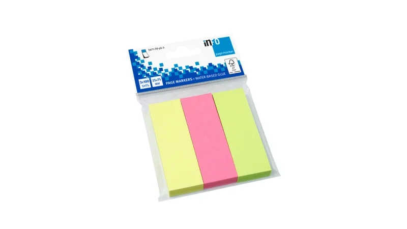 Info Notes önt.jelölőcímke, 25x75mm, 3x100db, brilliant mix