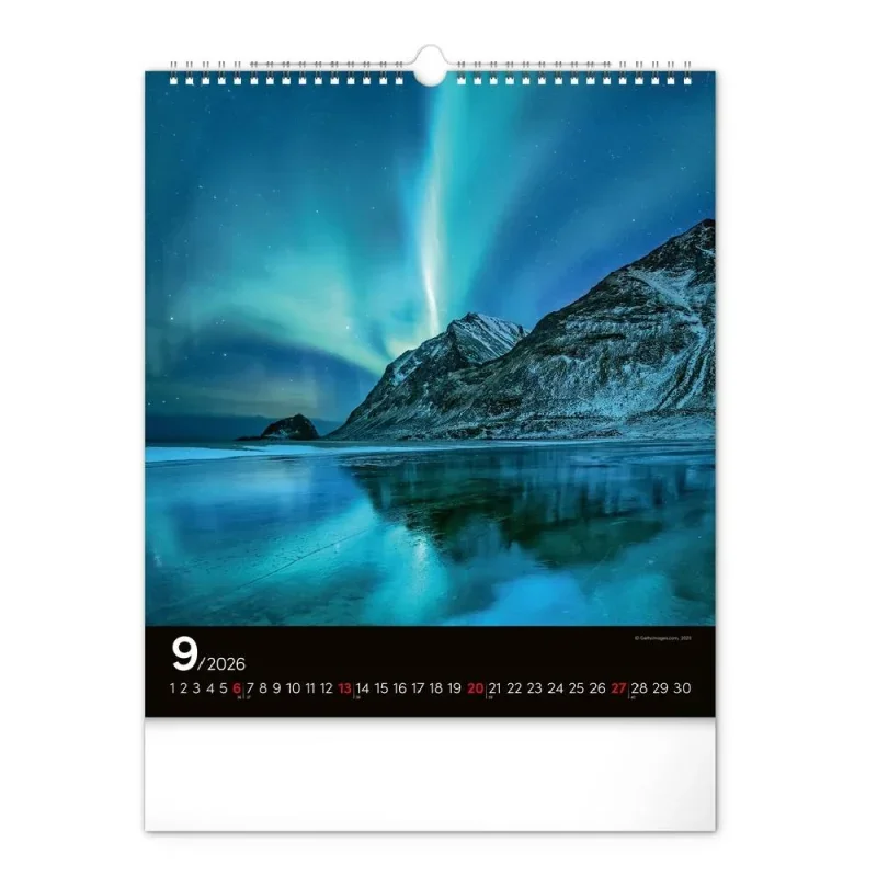 6087-AB Reálszisztéma Falinaptár Aurora Borealis 30 × 34 cm (2026)