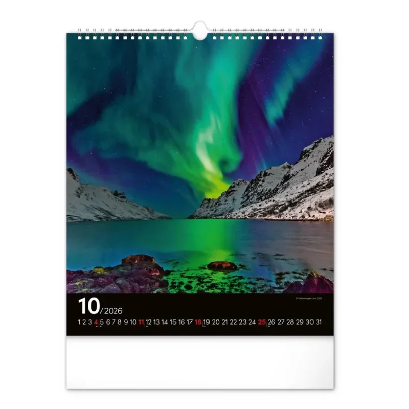 6087-AB Reálszisztéma Falinaptár Aurora Borealis 30 × 34 cm (2026)