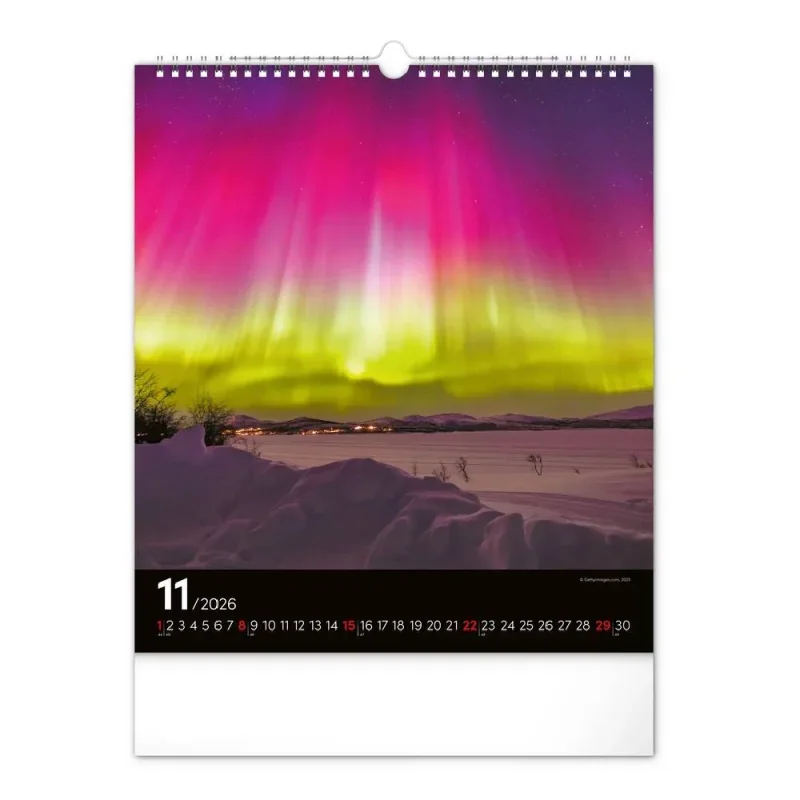 6087-AB Reálszisztéma Falinaptár Aurora Borealis 30 × 34 cm (2026)