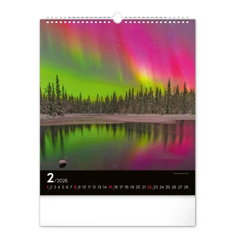 6087-AB Reálszisztéma Falinaptár Aurora Borealis 30 × 34 cm (2026)