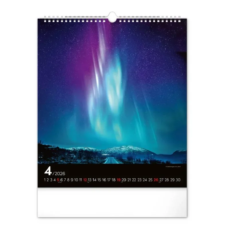 6087-AB Reálszisztéma Falinaptár Aurora Borealis 30 × 34 cm (2026)
